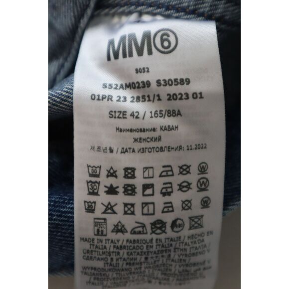 MM6 x Maison Margiela Women's Sz 42 US Small Blue Distressed Denim Jacket - Picture 5 of 9